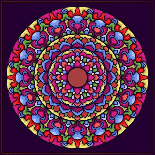 Umělecké dílo mandaly. Kulatý mandalský rám s abstraktními květinovými motivy — Stockový vektor