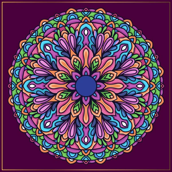 Barevná Mandala. Kulatý mandalský rám s abstraktními květinovými motivy — Stockový vektor
