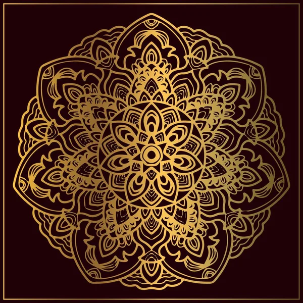 Arte mandala dorado de lujo con motivos florales circulares. Arte de mandala dorado para elemento de diseño de marco circular — Archivo Imágenes Vectoriales