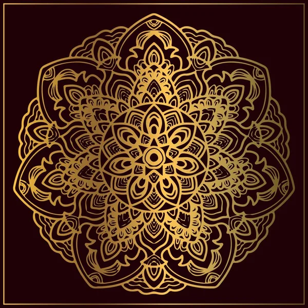 Dairesel çiçek motifleri ile lüks altın mandala sanatı. Dairesel çerçeve tasarım elemanı için altın mandala sanatı