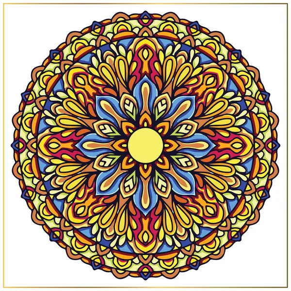 Vintage Mandala művészet virágos motívumokkal. Mandala elem keret tervezése — Stock Vector