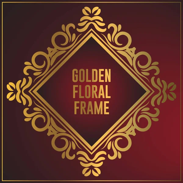 Luxus goldenen floralen Ornament Rahmen Design. Goldrahmen Hintergrund mit luxuriösen floralen Ornamenten — Stockvektor