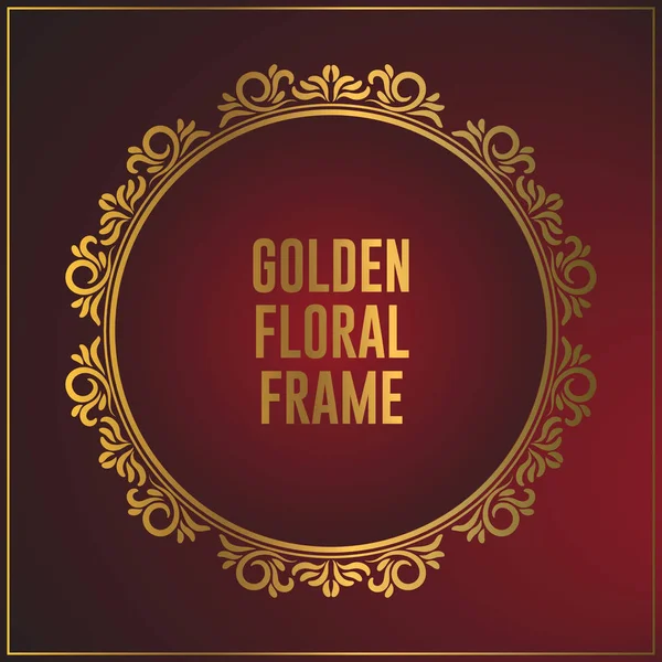 Luxus-Kreis floralen Ornament Rahmen Design. Gold-Rahmen Hintergrund-Design mit luxuriösen floralen Ornament — Stockvektor