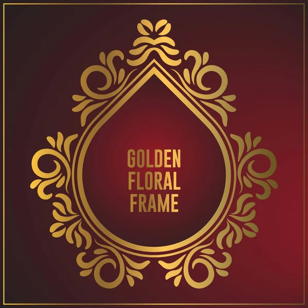 Luxury golden floral ornament frame design. Gold frame design with luxury floral ornament — Stock Vector