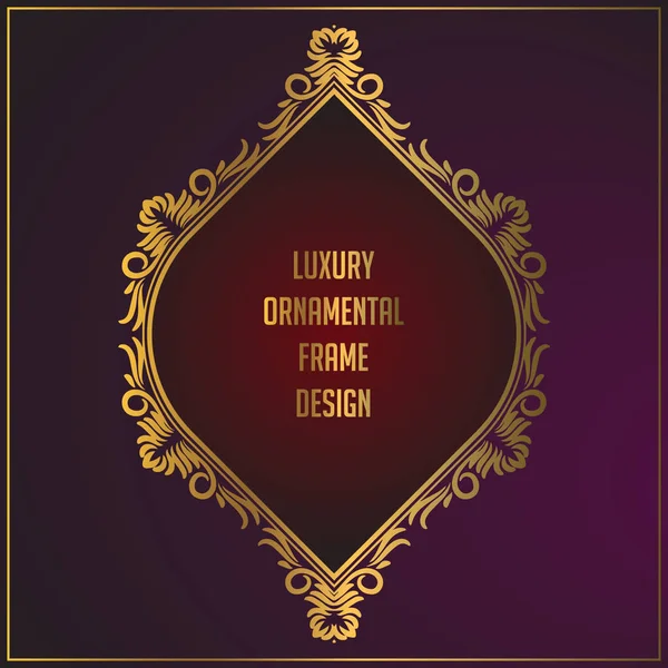 Luxury gold floral ornament frame design. Gold frame background design with luxury floral ornament — Stock Vector