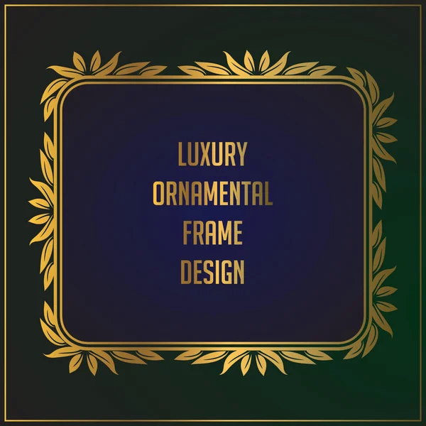 Luxury golden floral ornament frame design. Gold frame background design with luxury floral ornament — Stock Vector