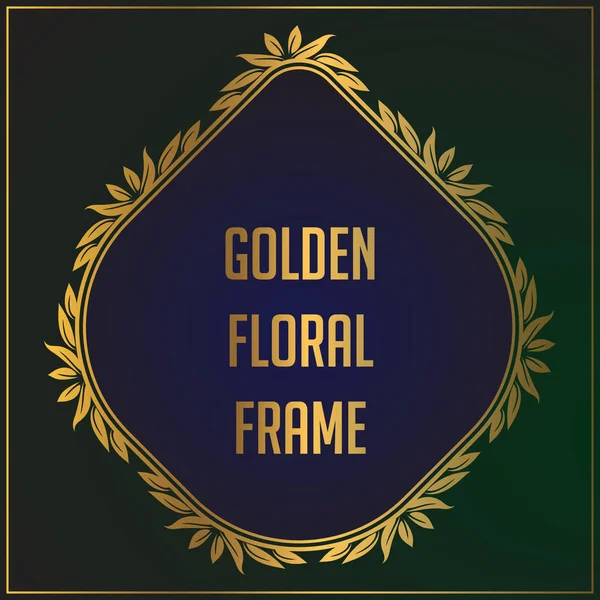 Luxus goldenen floralen Ornament Rahmen Design. Goldrahmen Hintergrunddesign mit luxuriösen floralen Ornamenten. Anwendung bei der Gestaltung von Einladungen, Karten und dekorativen Ornamenten — Stockvektor