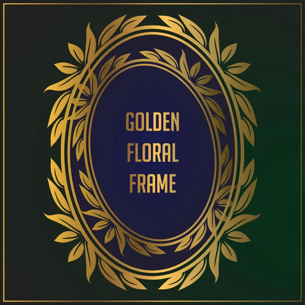Luxury oval golden floral ornament frame design. Gold frame background with luxury floral ornament. Applied in invitation designs, cards, and decorative ornaments — Stock Vector