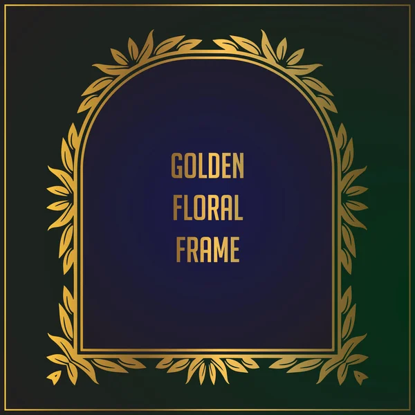 Luxury golden floral ornament frame design. Gold frame background design with luxury floral ornament — Stock Vector