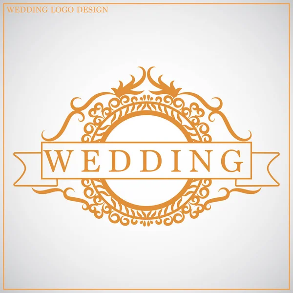 Plantilla de diseño de logotipo de boda. vector logotipo de la boda. Plantilla de diseño de logotipo elegante femenino — Archivo Imágenes Vectoriales