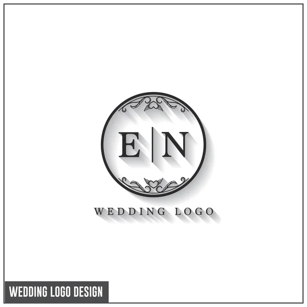 Hochzeitslogo-Design-Vorlage. Initialen Buchstaben en Hochzeit Logo. feminine elegante Hochzeit Logo Design Ornament — Stockvektor