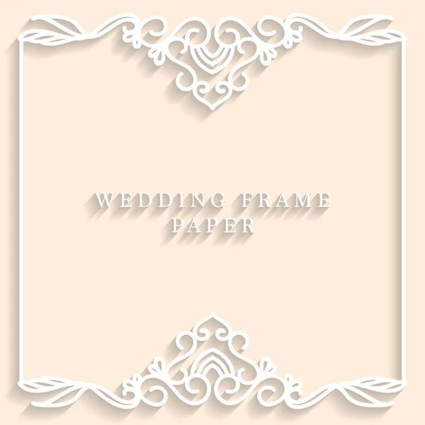 Lace frame with cutout paper decoration, vector greeting card or wedding invitation template with vintage decorative.