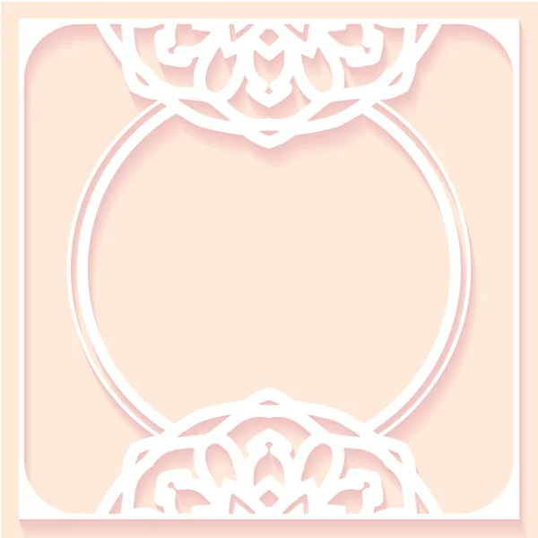 Lace frame with cutout paper decoration, vector greeting card or wedding invitation template with vintage decorative. — Stock Vector