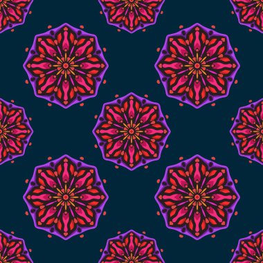 Etnik mandala sanat süsü ile dikişsiz desen. Mandala sorunsuz desen arka plan. Çiçek mandala desen arka plan