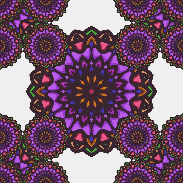 Modèle sans couture avec ornement d'art mandala ethnique. Mandala fond de motif sans couture. Mandala floral motif fond — Image vectorielle