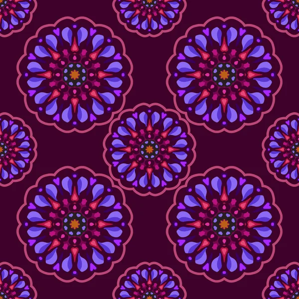 Modèle sans couture avec ornement d'art mandala ethnique. Mandala fond de motif sans couture. Mandala floral motif fond — Image vectorielle