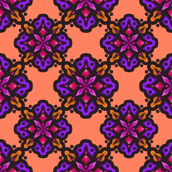 Modèle sans couture avec ornement d'art mandala ethnique. Mandala fond de motif sans couture. Mandala floral motif fond — Image vectorielle