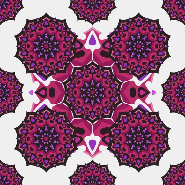 Modèle sans couture avec ornement d'art mandala ethnique. Mandala fond de motif sans couture. Mandala floral motif fond — Image vectorielle