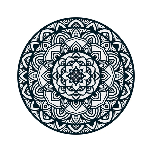 Vektor tangan digambar seni mandala dengan abstrak bunga ornamen etnis. Ornamen suku. Ilustrasi corat-coret Mandala - Stok Vektor