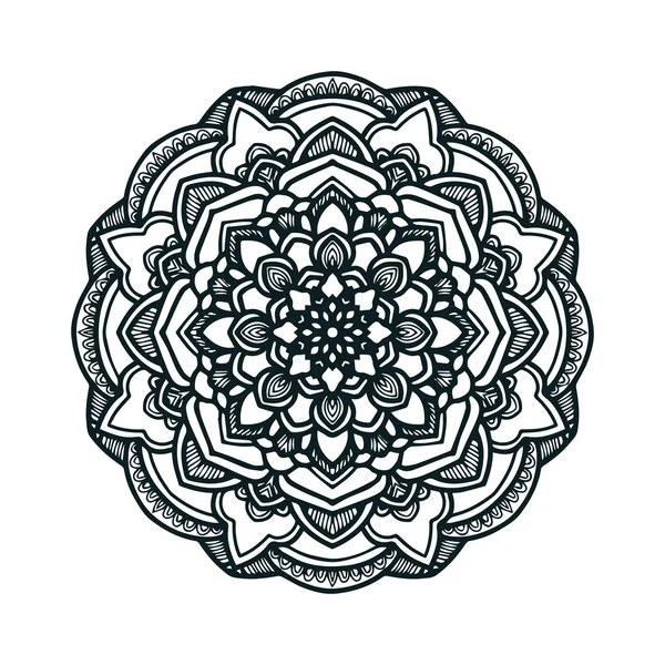 Vektor tangan digambar seni mandala dengan abstrak bunga ornamen etnis. Ornamen suku. Ilustrasi corat-coret Mandala - Stok Vektor
