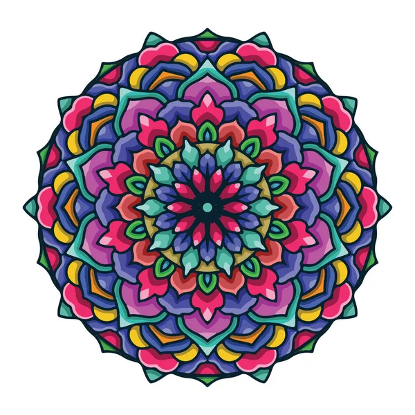 Vector dibujado a mano arte mandala colorido con adorno étnico floral abstracto. Adorno tribal. Mandala garabato ilustración — Vector de stock