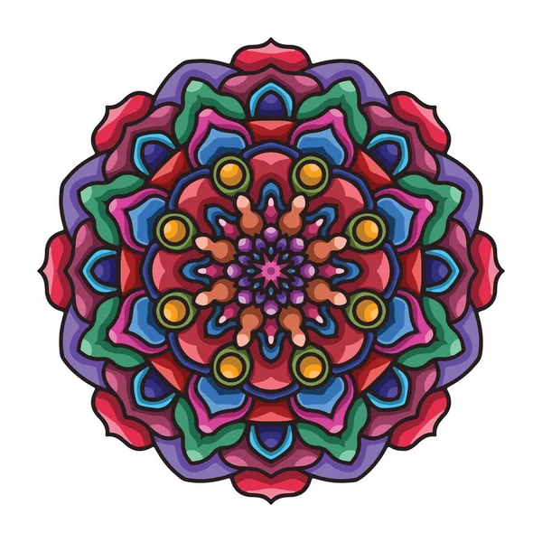 Art mandala coloré dessiné à la main vectoriel avec ornement ethnique floral abstrait. Ornement tribal. Illustration de doodle mandala — Image vectorielle