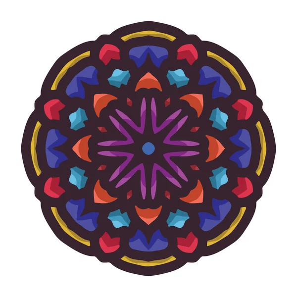 Vettore disegnato a mano arte mandala colorato con ornamento etnico floreale astratto. Ornamento tribale. Mandala doodle illustrazione — Vettoriale Stock