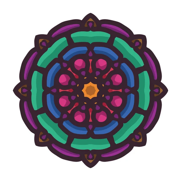 Art mandala coloré dessiné à la main vectoriel avec ornement ethnique floral abstrait. Ornement tribal. Illustration de doodle mandala — Image vectorielle