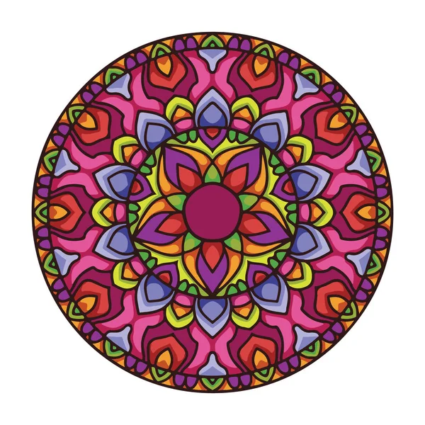 Vector dibujado a mano arte mandala colorido con adorno étnico floral abstracto. Adorno tribal. Mandala garabato ilustración — Vector de stock