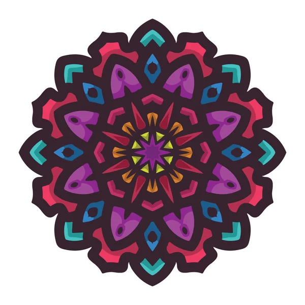 Διάνυσμα χέρι ζωγραφίσθηκε πολύχρωμα μάνταλα τέχνης με αφηρημένο floral έθνικ στολίδι. Το στολίδι της φυλής. Εικονογραφία με σκίτσο — Διανυσματικό Αρχείο