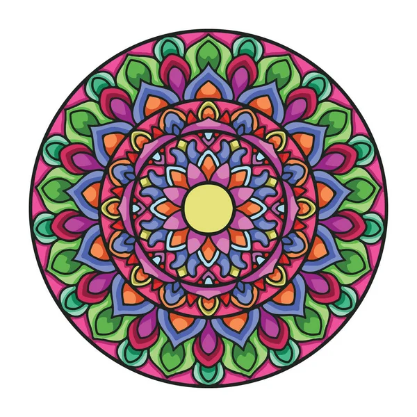 Vektor handritade färgglada Mandala konst med abstrakt blommig etnisk prydnad. Tribal prydnad. Mandala Doodle illustration — Stock vektor