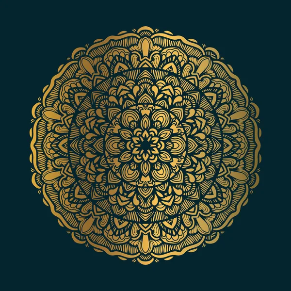 Golden vintage mandala art with circle abstract ornament. Mandala pattern background — Stock Vector