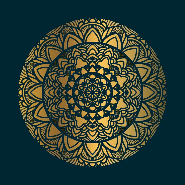 Golden vintage mandala art with circle abstract ornament. Mandala pattern background — Stock Vector
