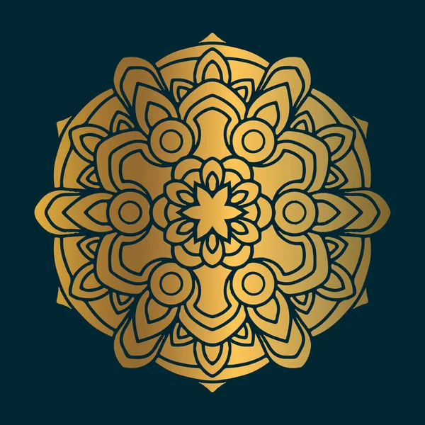 Goldene Vintage-Mandala-Kunst mit Kreis abstrakten Ornament. Mandala Muster Hintergrund — Stockvektor
