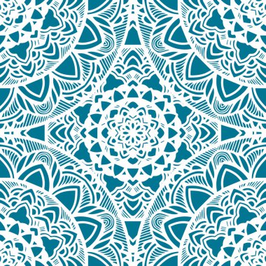 Yuvarlak çiçek etnik mandala süs ile Mandala dikişsiz desen. Kabile desen arka planı