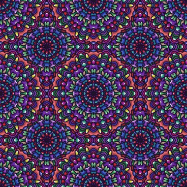 Yuvarlak çiçek etnik mandala süs ile Mandala dikişsiz desen. Kabile desen arka planı