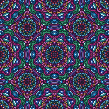 Yuvarlak çiçek etnik mandala süs ile Mandala dikişsiz desen. Kabile desen arka planı