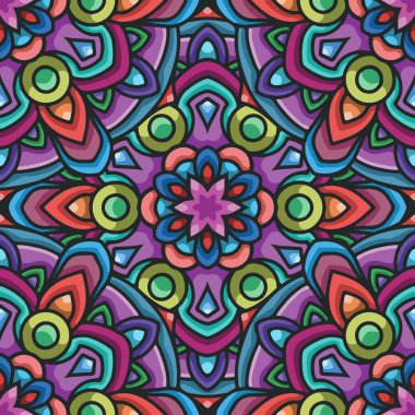 Yuvarlak çiçek etnik mandala süs ile Mandala dikişsiz desen. Kabile desen arka planı