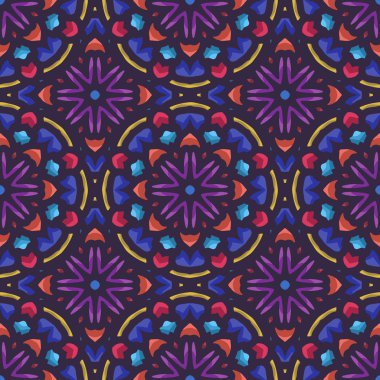 Yuvarlak çiçek etnik mandala süs ile Mandala dikişsiz desen. Kabile desen arka planı