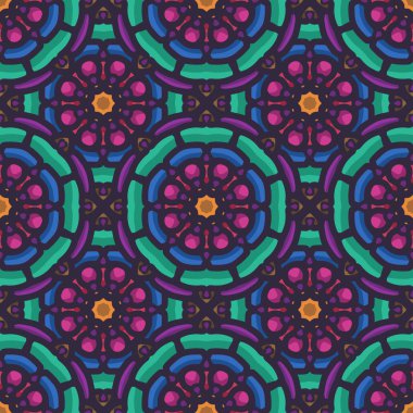 Yuvarlak çiçek etnik mandala süs ile Mandala dikişsiz desen. Kabile desen arka planı