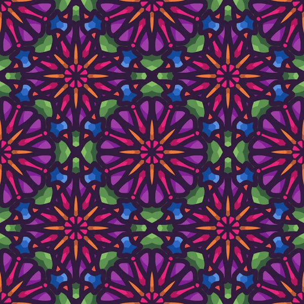 Mandala motif sans couture avec arrondi floral ornement de mandala ethnique. Contexte du modèle tribal — Image vectorielle