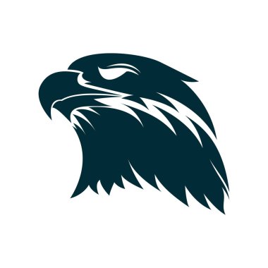 Kartal baş siluet illüstrasyon. Kartal baş logo tasarımı. Kartal minimalist simge tasarımı