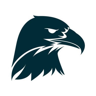 Kartal baş siluet illüstrasyon. Kartal baş logo tasarımı. Kartal minimalist simge tasarımı