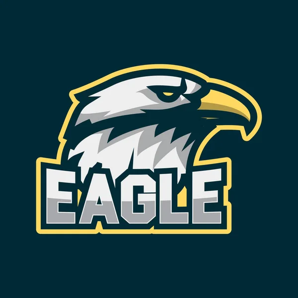 Eagle esport gaming logo design. Eagle head logo emblem design with yellow outline — Stock Vector