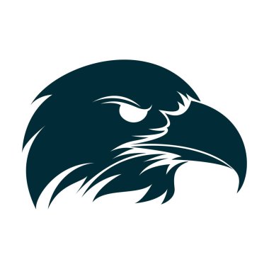 Kartal baş siluet illüstrasyon. Kartal baş logo tasarımı. Kartal minimalist simge tasarımı