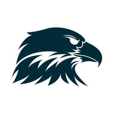 Kartal baş siluet illüstrasyon. Kartal baş logo tasarımı. Kartal minimalist simge tasarımı