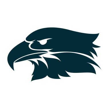 Kartal baş siluet illüstrasyon. Kartal baş logo tasarımı. Kartal minimalist simge tasarımı