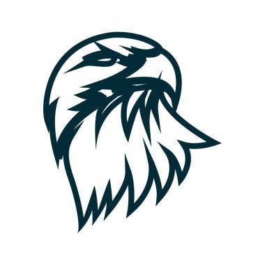 Kartal çizgi sanat logo tasarımı. Kartal baş anahat vektör illüstrasyon. Kartal baş minimalist simge tasarımı
