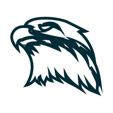 Kartal çizgi sanat logo tasarımı. Kartal baş anahat vektör illüstrasyon. Kartal baş minimalist simge tasarımı