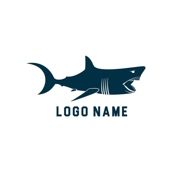 Shark minimalist silhouette logo design. Shark silhouette vector illustration with white background — Stock Vector